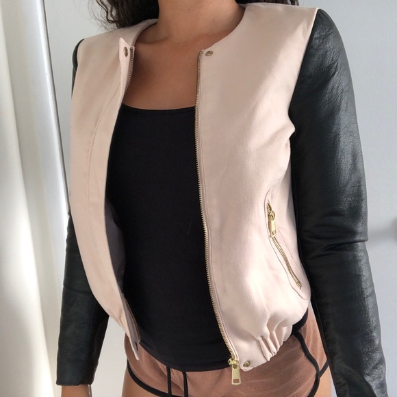 H&M Pink/Leather Bomber Jacket 💖 - Picture 2 of 4